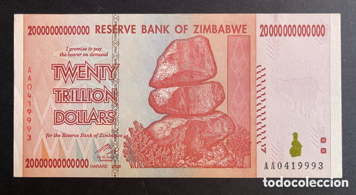 Billetes extranjeros: CMC ZIMBABUE (ZIMBABWE) 20 TRILLONES DOLARES 2008 PICK 89 SC-