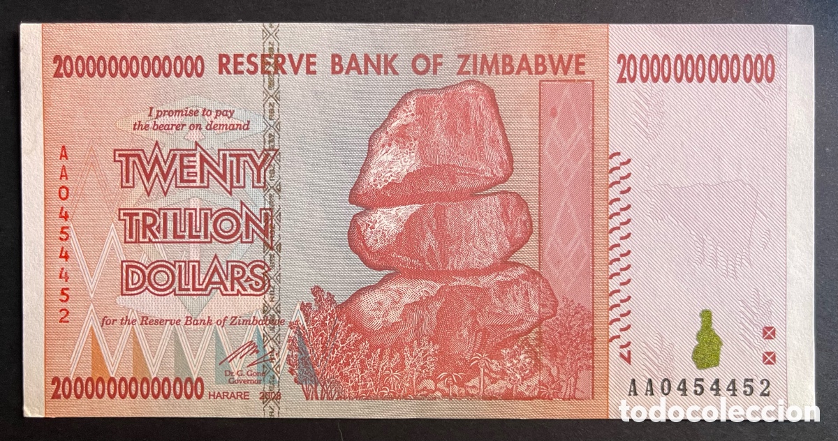 Billetes extranjeros: CMC ZIMBABUE (ZIMBABWE) 20 TRILLONES DOLARES 2008 PICK 89 SC-