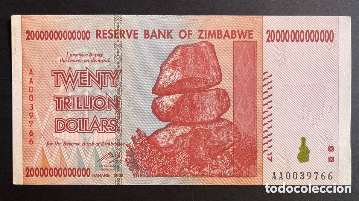 Billetes extranjeros: CMC ZIMBABUE (ZIMBABWE) 20 TRILLONES DOLARES 2008 PICK 89 SC-
