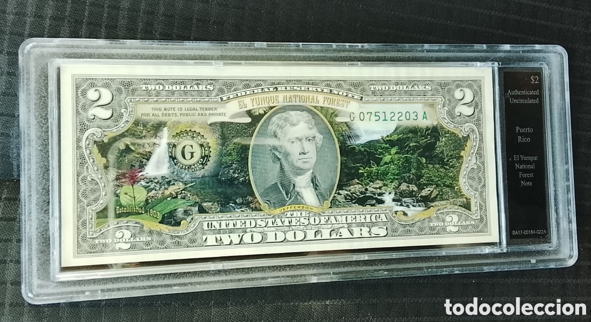 Billetes extranjeros: Billete 2 d&oacute;lares Puerto Rico