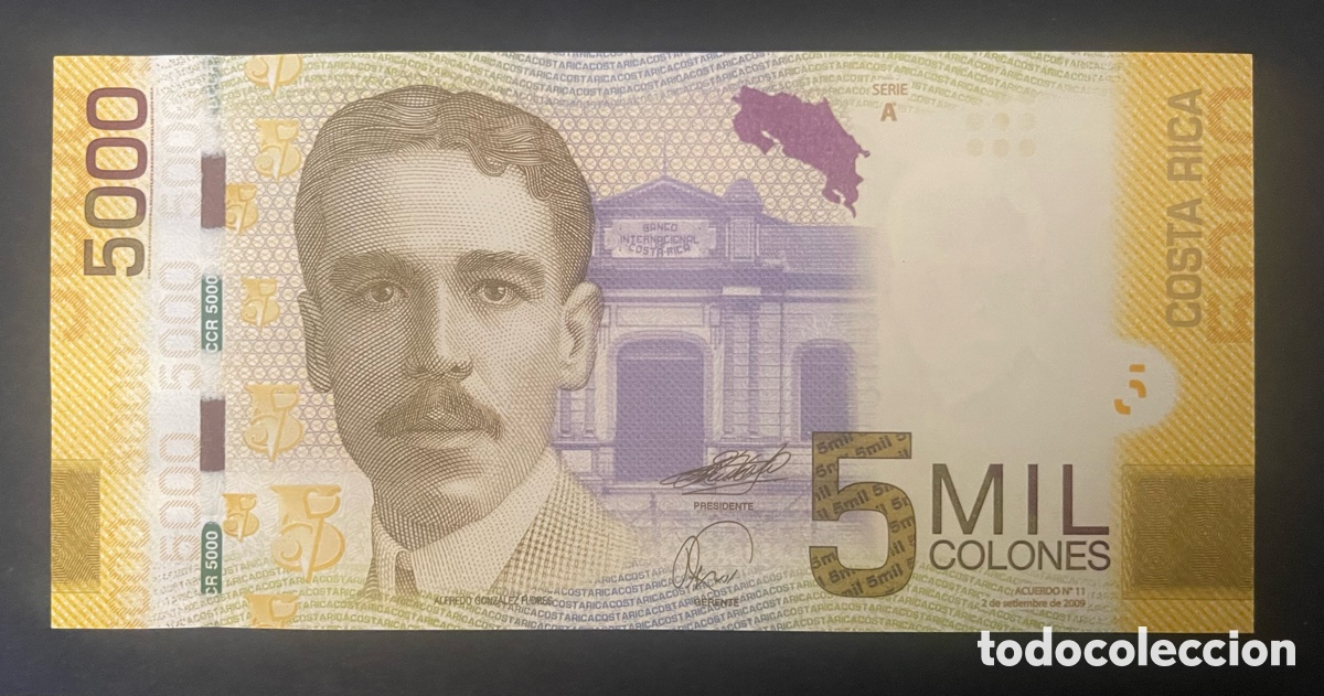 Billetes extranjeros: CMC COSTA RICA 5000 COLONES 2009 PICK 276-A SC