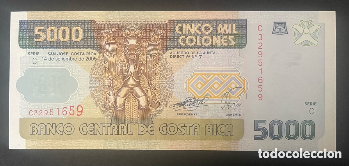 Billetes extranjeros: CMC COSTA RICA 5000 COLONES 2005 PICK 268A-B SC