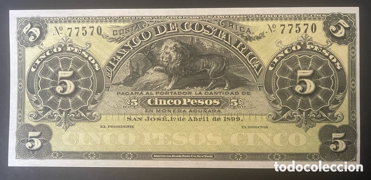 Billetes extranjeros: CMC COSTA RICA 5 PESOS 1899 PICK S163 SC