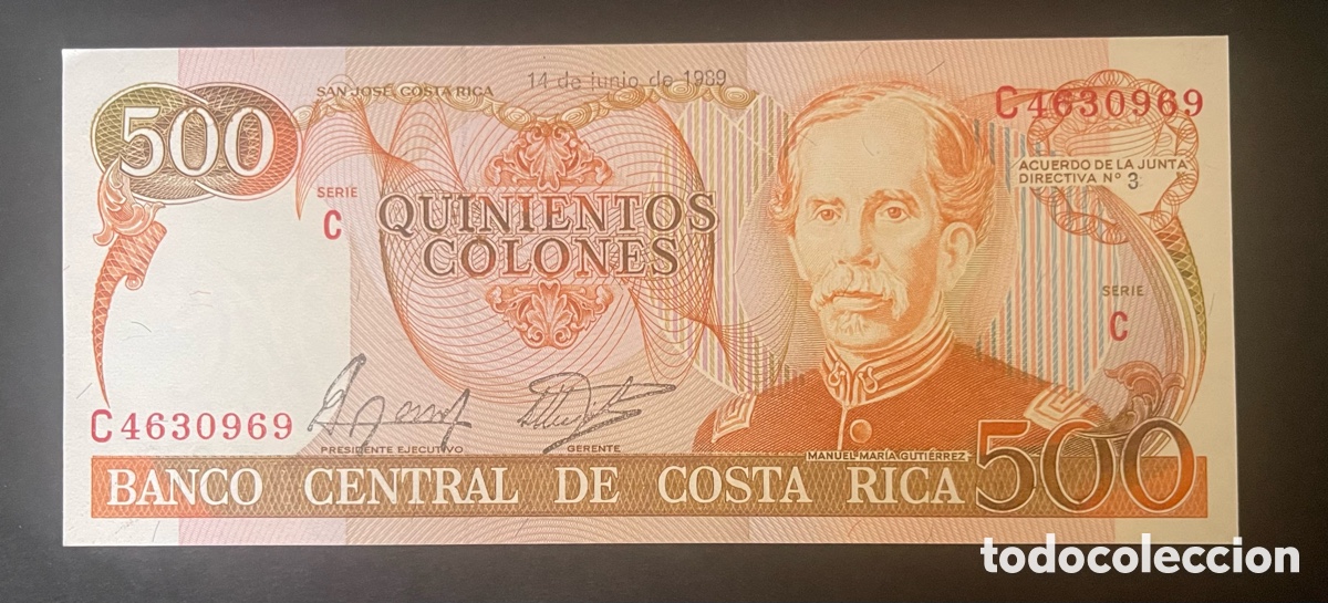 Billetes extranjeros: CMC COSTA RICA 500 COLONES 1989 PICK 255 SC