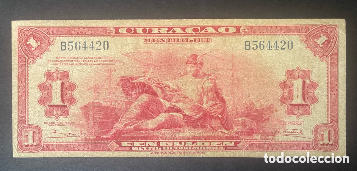 Billetes extranjeros: CMC CURAZAO (CURA&Ccedil;AO) 1 GULDEN 1942 PICK 35-B BC