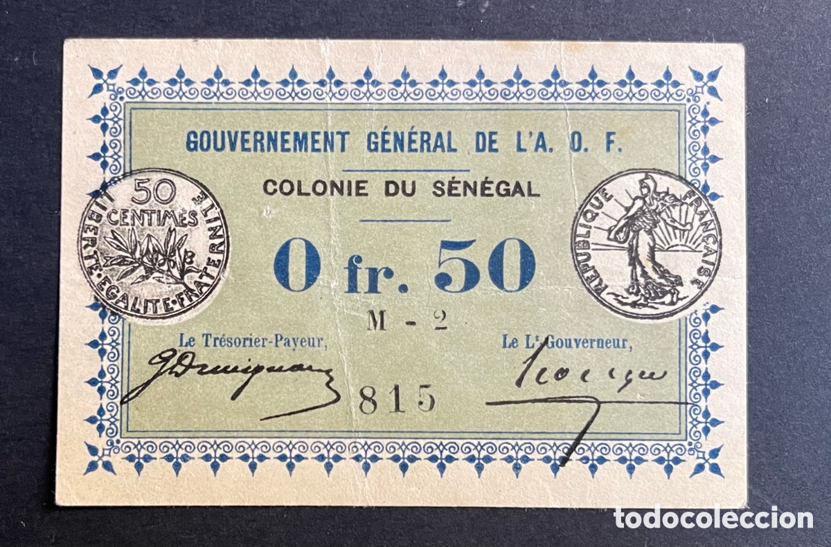 Billetes extranjeros: CMC SENEGAL 0.5 FRANCOS 1917 PICK 1-C EBC