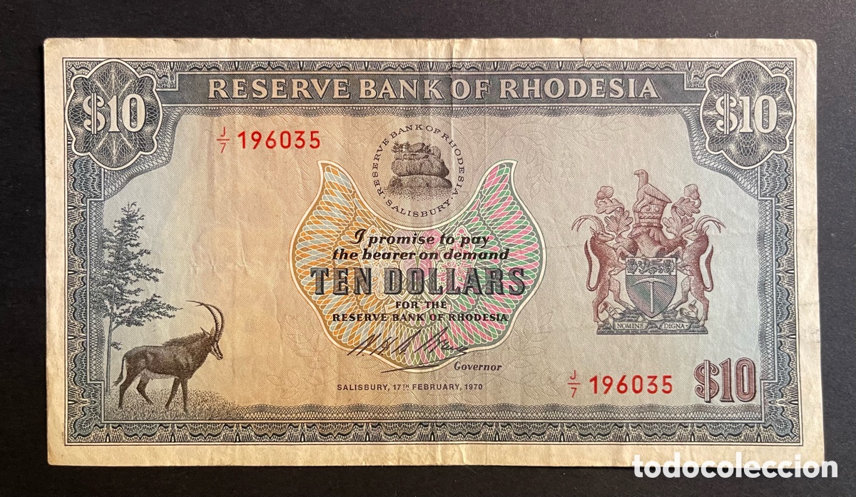 Billetes extranjeros: CMC RODESIA (RHODESIA) 10 DOLARES 1970 PICK 33 MBC-