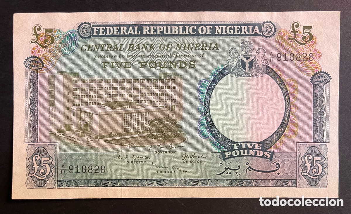 Billetes extranjeros: CMC NIGERIA 5 LIBRAS 1965 PICK 9 MBC