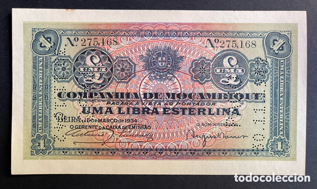 Billetes extranjeros: CMC MOZAMBIQUE 1 LIBRA 1934 PICK R31 SC-