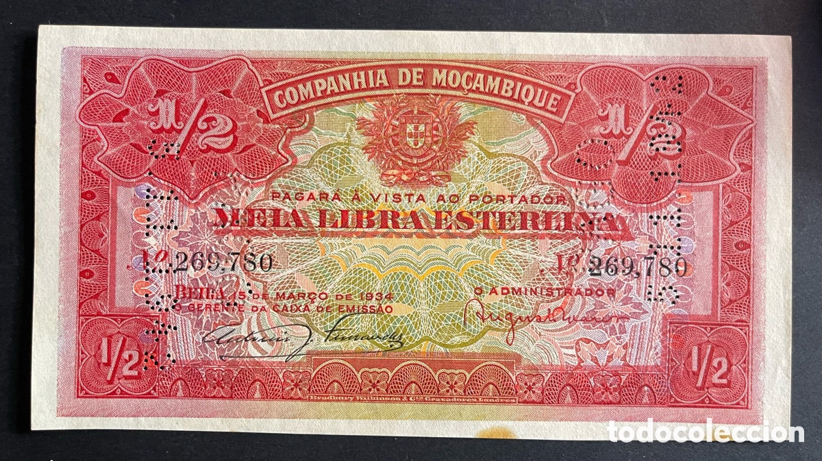 Billetes extranjeros: CMC MOZAMBIQUE 1/2 LIBRA 1934 PICK R30 SC-
