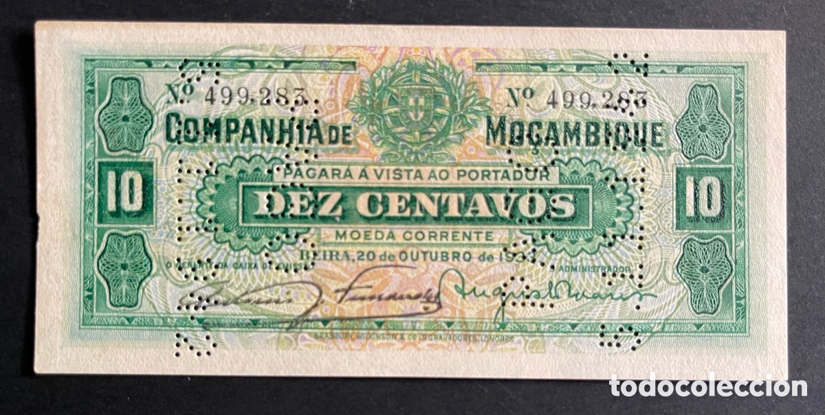 Billetes extranjeros: CMC MOZAMBIQUE 10 CENTAVOS 1933 PICK R28 SC-