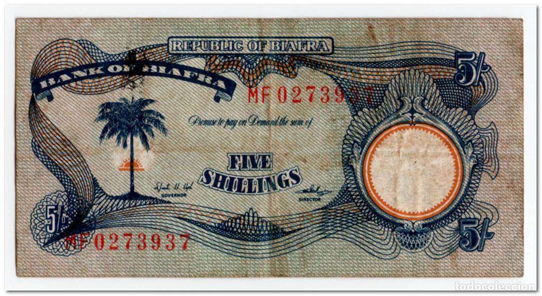 Billetes extranjeros: BIAFRA,5 SHILLINGS,1968-69,P.3,F-VF