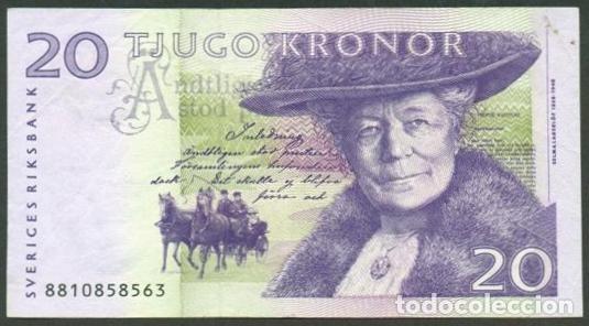 Billetes extranjeros: SUECIA. 20 kronor (199)8. Pick 63 a. Firma Urban B&auml;ckstr&ouml;m. Tama&ntilde;o 120x67 mm.