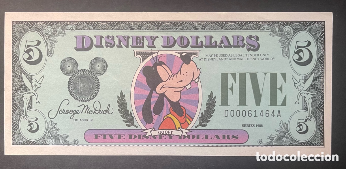 Billetes extranjeros: CMC 5 DOLARES 1988 DISNEY (GOOFY) SC-