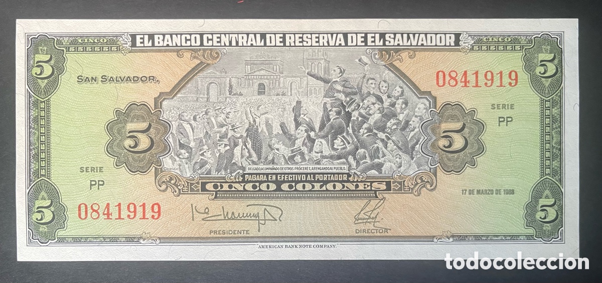 Billetes extranjeros: CMC EL SALVADOR 5 COLONES 1988 PICK 134-B SC
