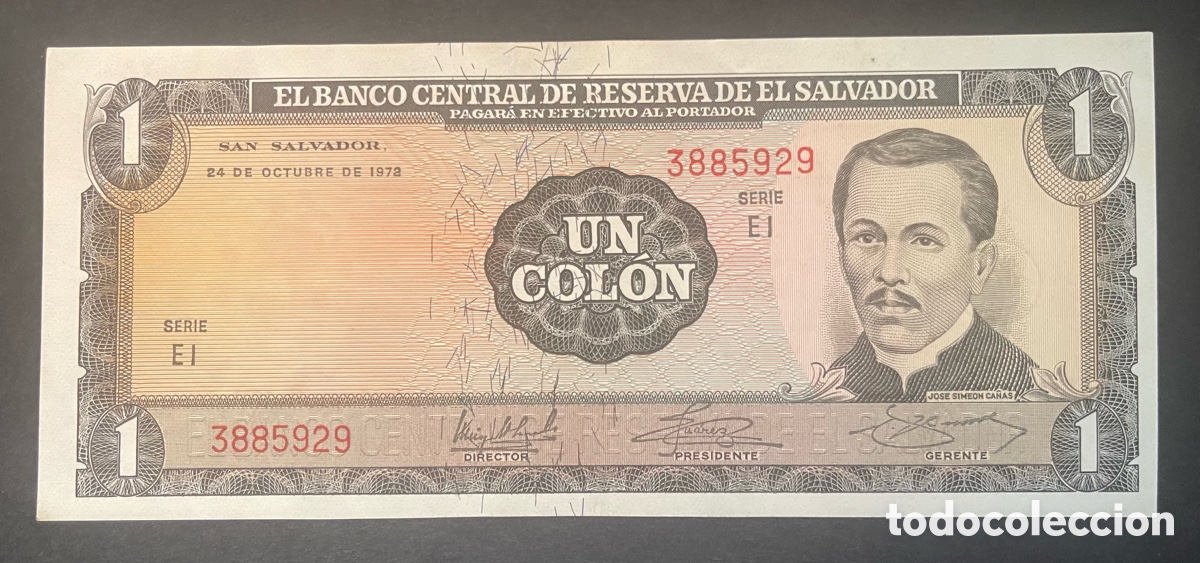 Billetes extranjeros: CMC EL SALVADOR 1 COLON 1977 PICK 115-A SC