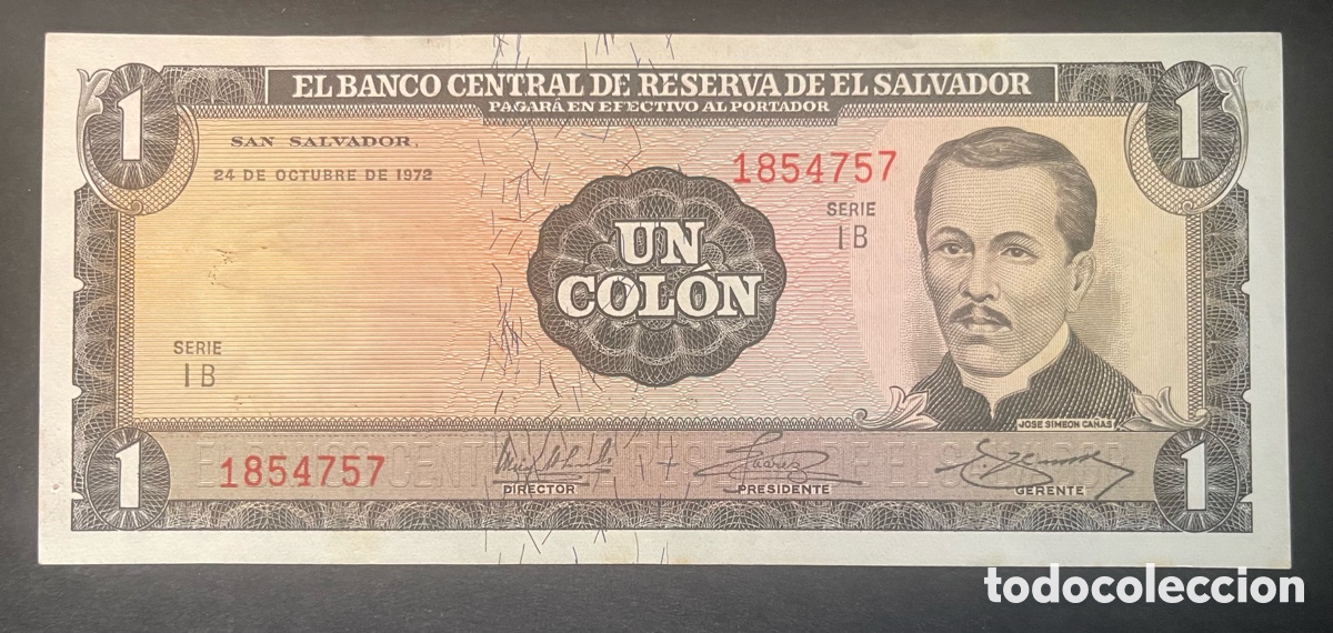 Billetes extranjeros: CMC EL SALVADOR 1 COLON 1977 PICK 115-A SC