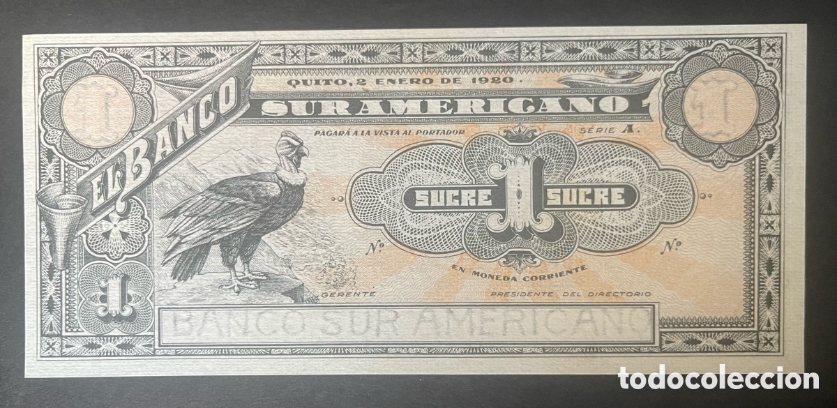 Billetes extranjeros: CMC ECUADOR 1 SUCRE 1920 PICK S251 SC
