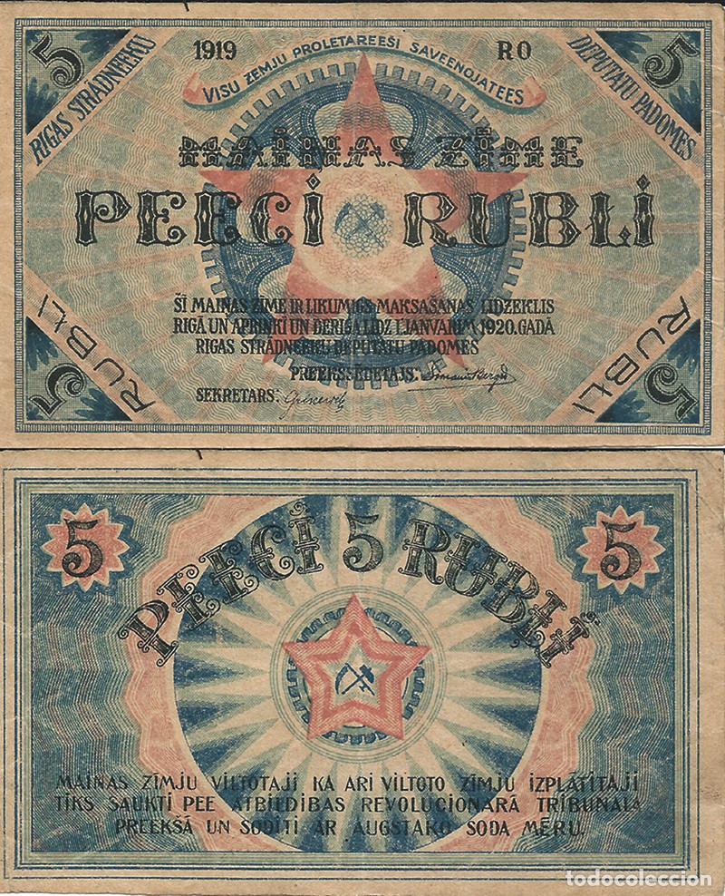 Billetes extranjeros: BILLETE LETONIA - 5 RUBLIS - 1919 - NO CIRCULADO - PLANCHA - MUY ESCASO