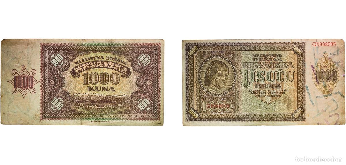 Billetes extranjeros: Croatia Republic 1941 1000 Kuna Paper VF P 4