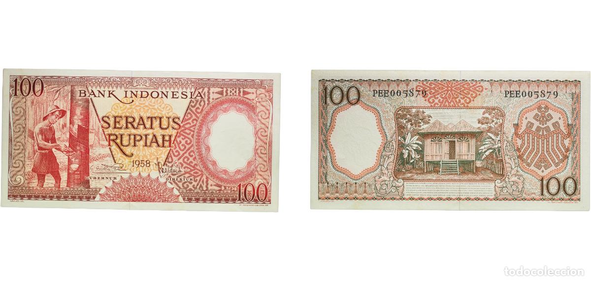 Billetes extranjeros: Indonesia Republic 1958 100 Rupiah Paper AU P 59