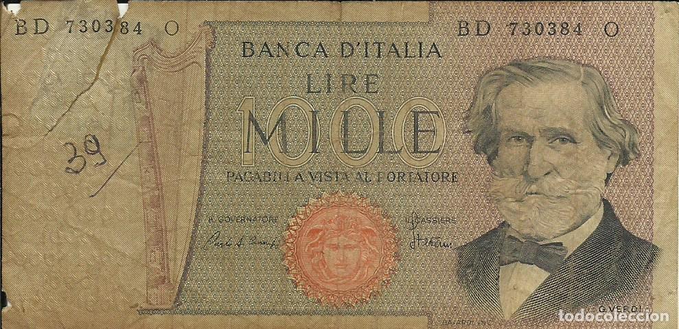 Billetes extranjeros: ITALIA - 1000 LIRAS - 1969 - BD 730384 O - G VERDI - FOTOS