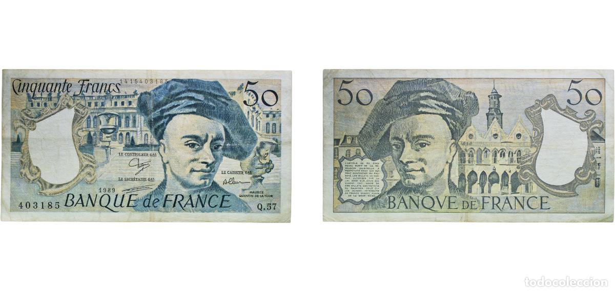 Billetes extranjeros: France Fifth Republic 1989 50 Francs (Quentin de la Tour, type 1976) Paper VF P 152