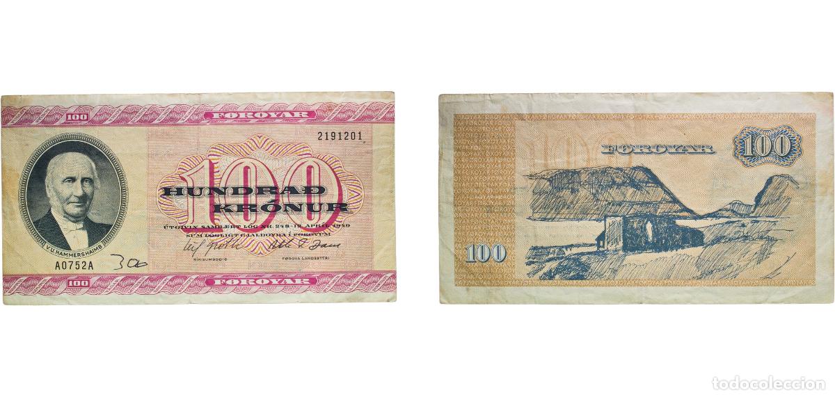 Billetes extranjeros: Denmark Faroe Islands 1975 100 Kr&oacute;nur (Famous men and Faroes landscapes. Type 1) Paper VF P  18r5