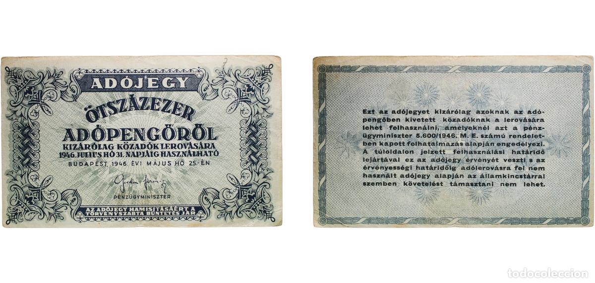 Billetes extranjeros: Hungary Republic 1946 500 000 Ad&oacute;pengő Paper VF P 139 Adamo MBK2 P52