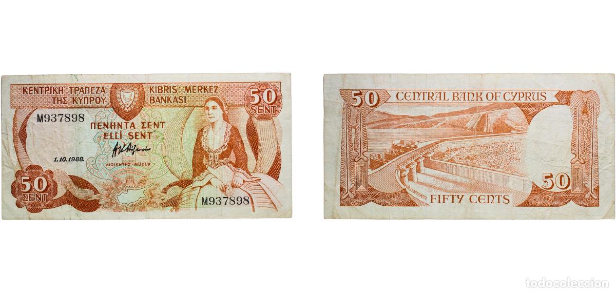 Billetes extranjeros: Cyprus Republic 1988 50 Cents Paper XF P 52