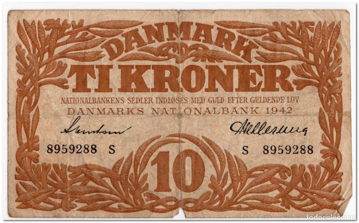 Billetes extranjeros: DENMARK,10 KRONER,1942,P.31K,CIRCULATED