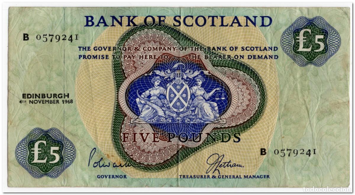 Billetes extranjeros: SCOTLAND,5 POUNDS,1968,P.110a,aVF