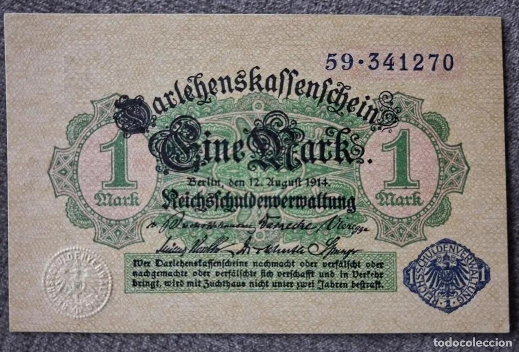 Billetes extranjeros: Alemania 1 marco 1914 azul pick 51 (SC) UNC