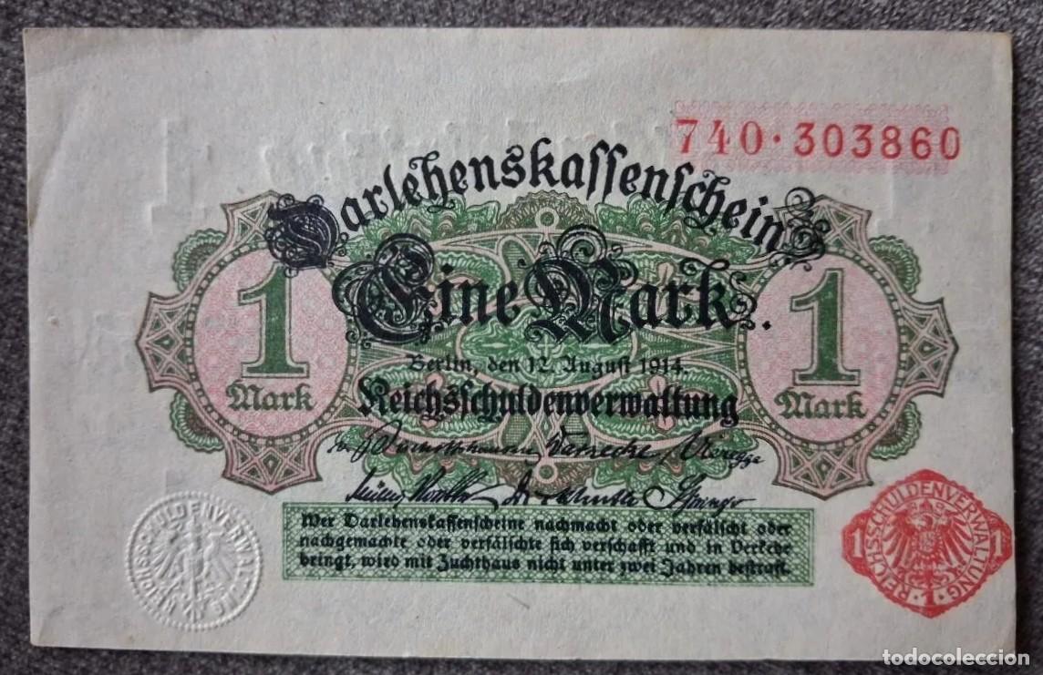 Billetes extranjeros: Alemania 1 marco 1914 rojo pick 51 (SC-)