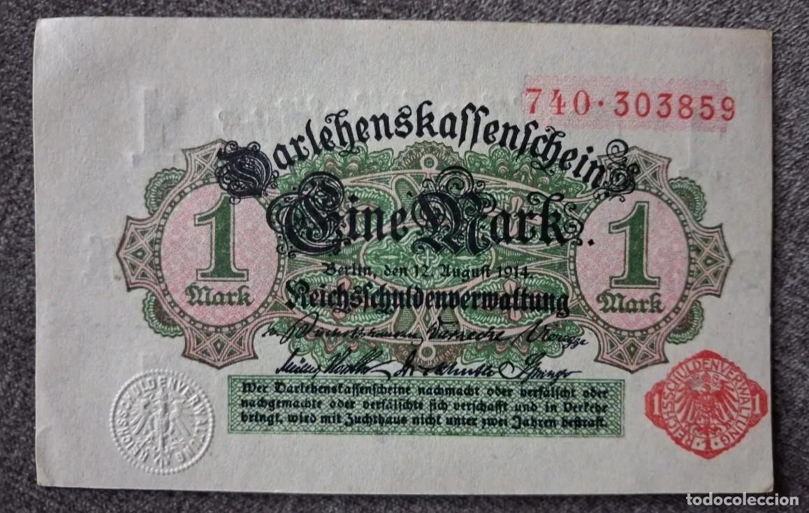 Billetes extranjeros: Alemania 1 marco 1914 rojo pick 51 (SC-)