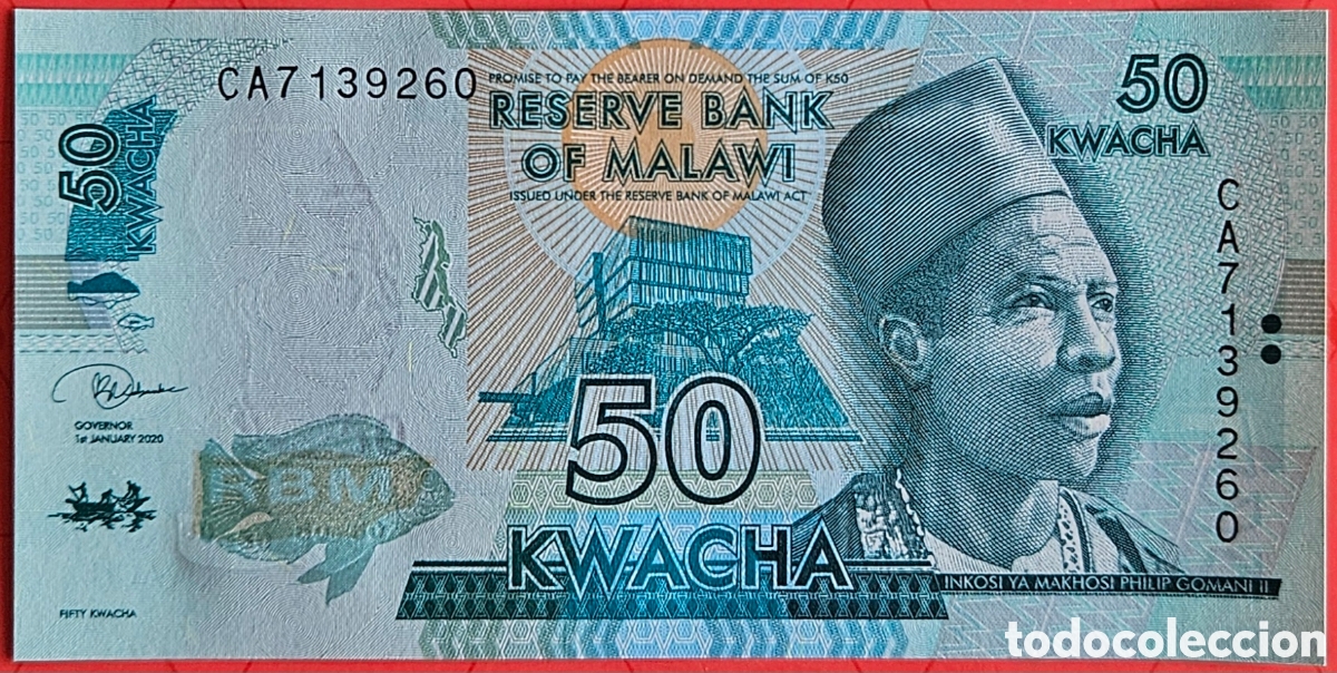 International Banknotes: MALAWI, 50 KWACHA, 2020. SC. PLANCHA.