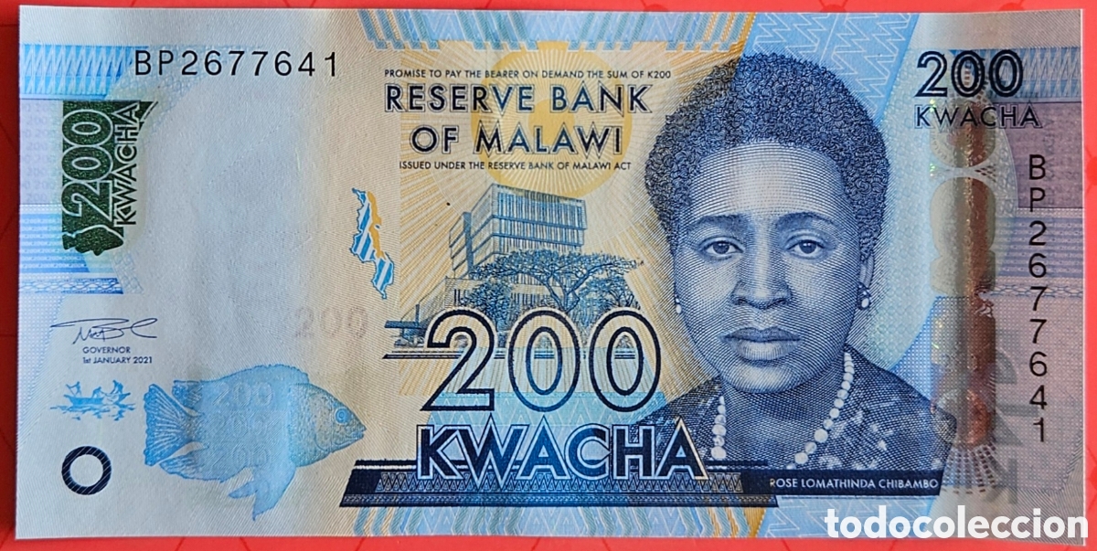 Billetes extranjeros: MALAWI, 200 KWACHA, 2021. SC. PLANCHA.