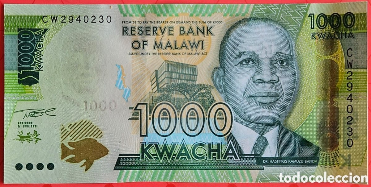 Billetes extranjeros: MALAWI, 1000 KWACHA, 2021. SC. PLANCHA.