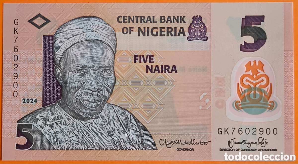 Billetes extranjeros: NIGERIA, 5 NAIRA, 2024. SC. PLANCHA.