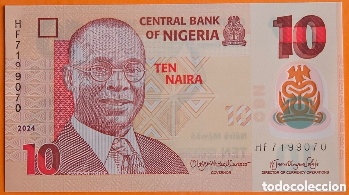 Billetes extranjeros: NIGERIA, 10 NAIRA, 2024. SC. PLANCHA.