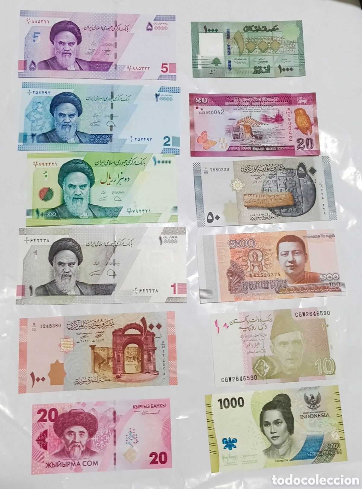 Billetes extranjeros: Lote billetes originales % sin circular