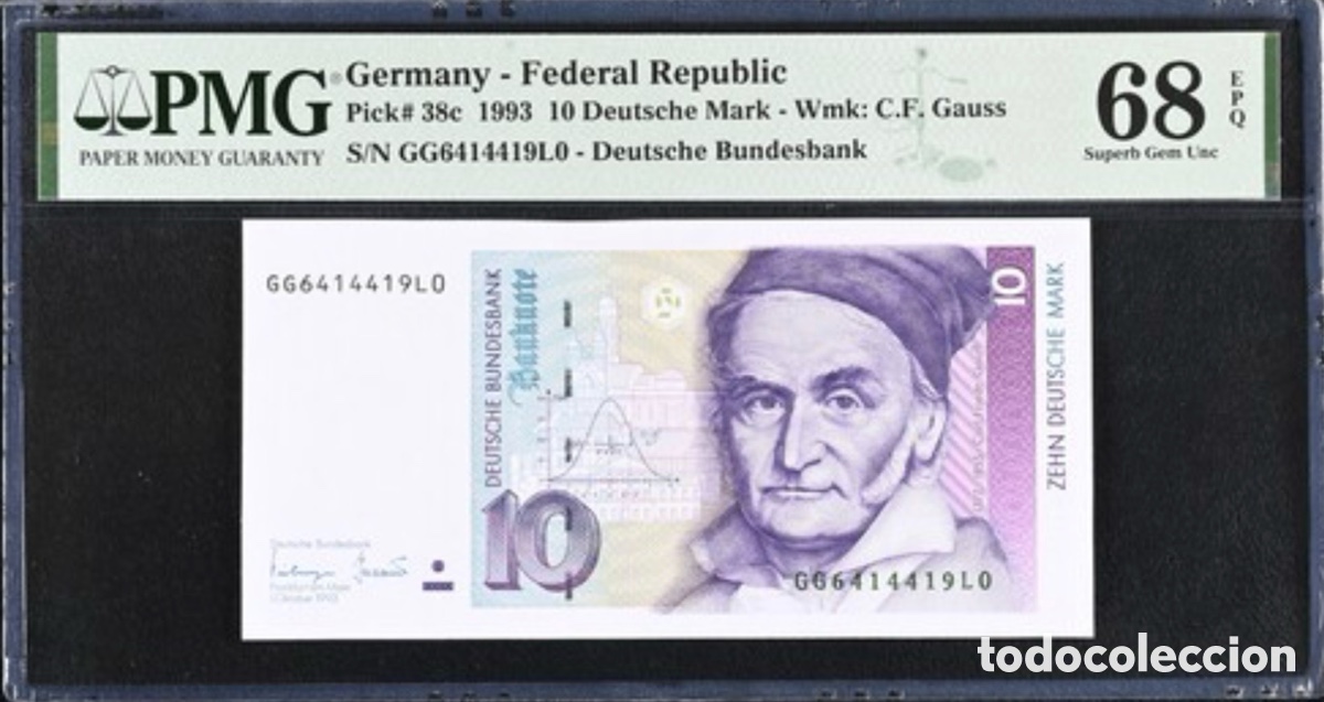 Billetes extranjeros: Billete Alemania 10 Deutsche Mark 1993 PMG 68 Serie C