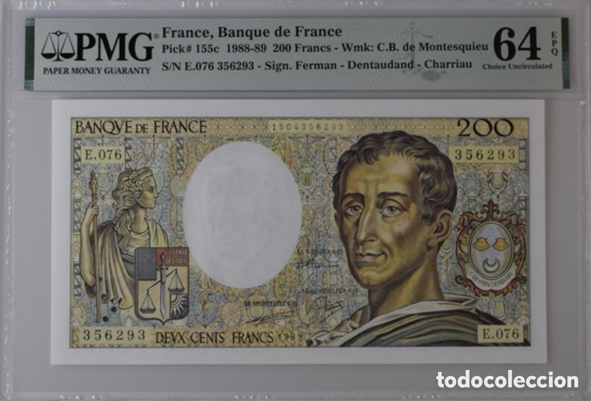 Billetes extranjeros: Billete Francia 200 Francos 1988 PMG 64EPQ p155c