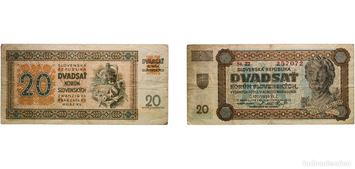 Billetes extranjeros: Slovakia Republic 1942 20 Korun Paper VF P 7a