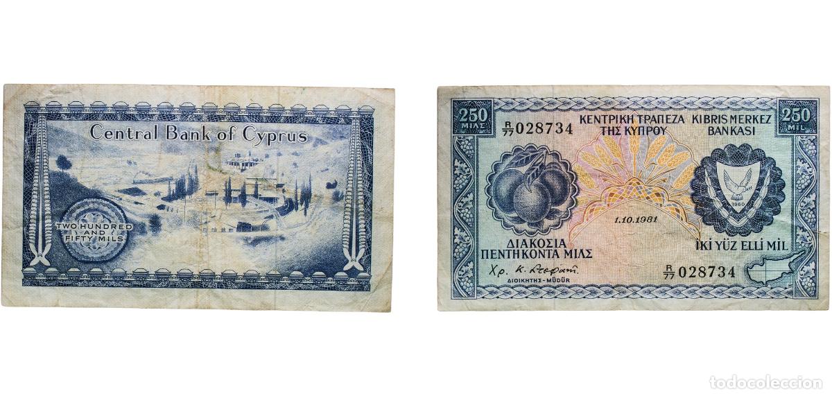 Billetes extranjeros: Cyprus Republic 1981 250 Mils (Central Bank-issue) Paper VF P 41c