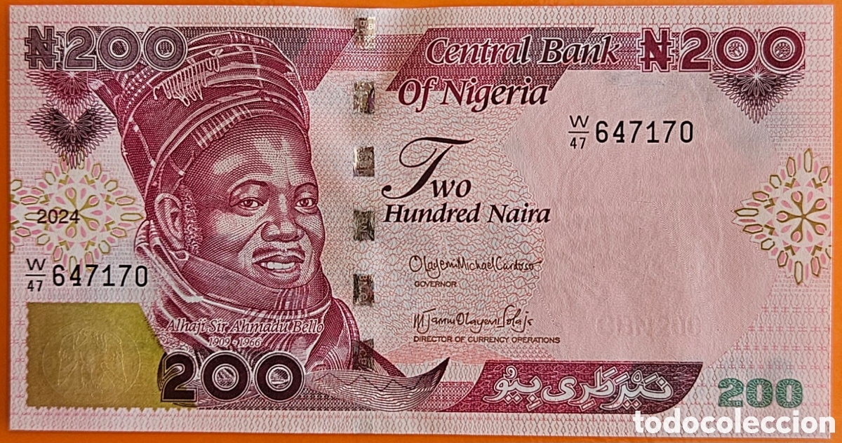 Billetes extranjeros: NIGERIA, 200 NAIRA, 2024. SC. PLANCHA.