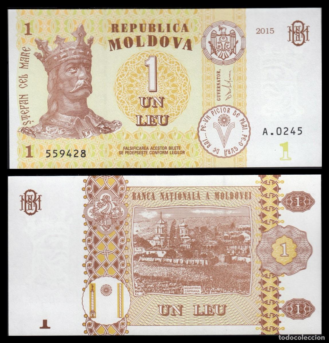 Billetes extranjeros: Moldavia 1 Leu 2015 Pick 21 Unc
