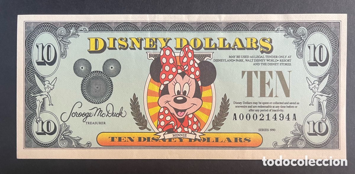 Billetes extranjeros: CMC 10 DOLARES 1990 (MINNIE) DISNEY EBC+
