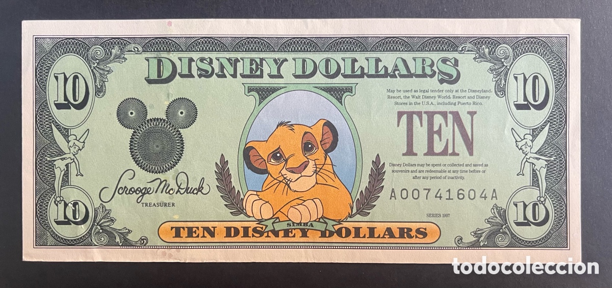 Billetes extranjeros: CMC 10 DOLARES 1997 (SIMBA) DISNEY EBC+