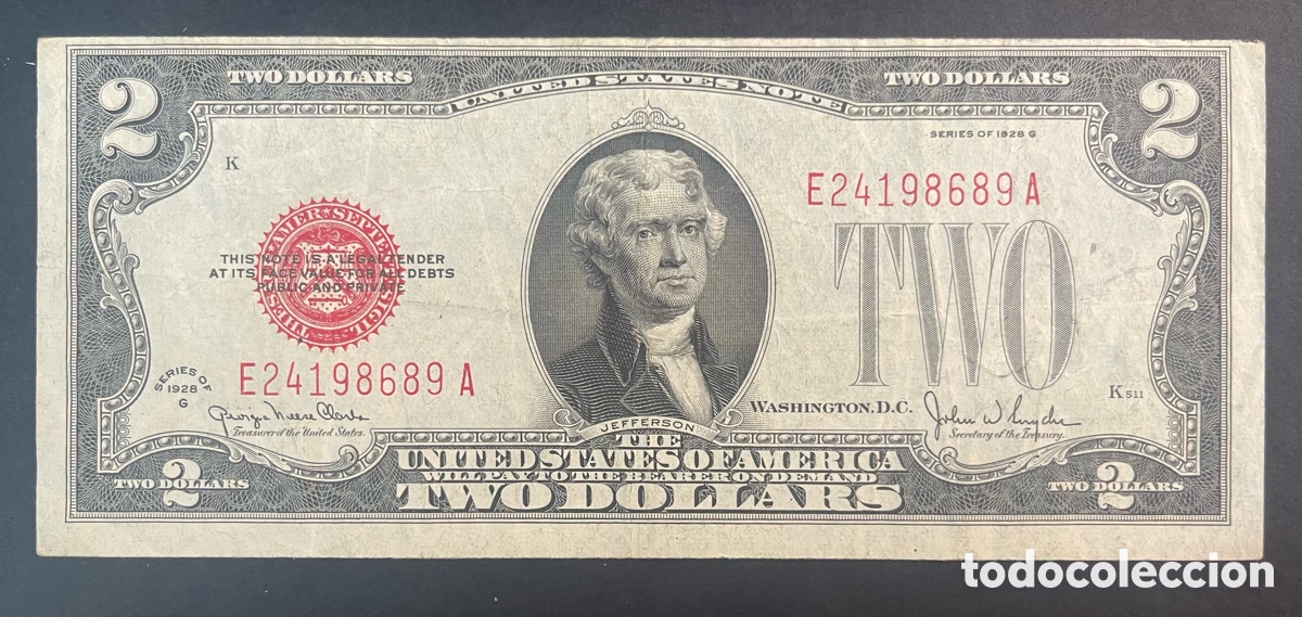 Billetes extranjeros: CMC ESTADOS UNIDOS (USA) 2 DOLARES 1928G MBC-